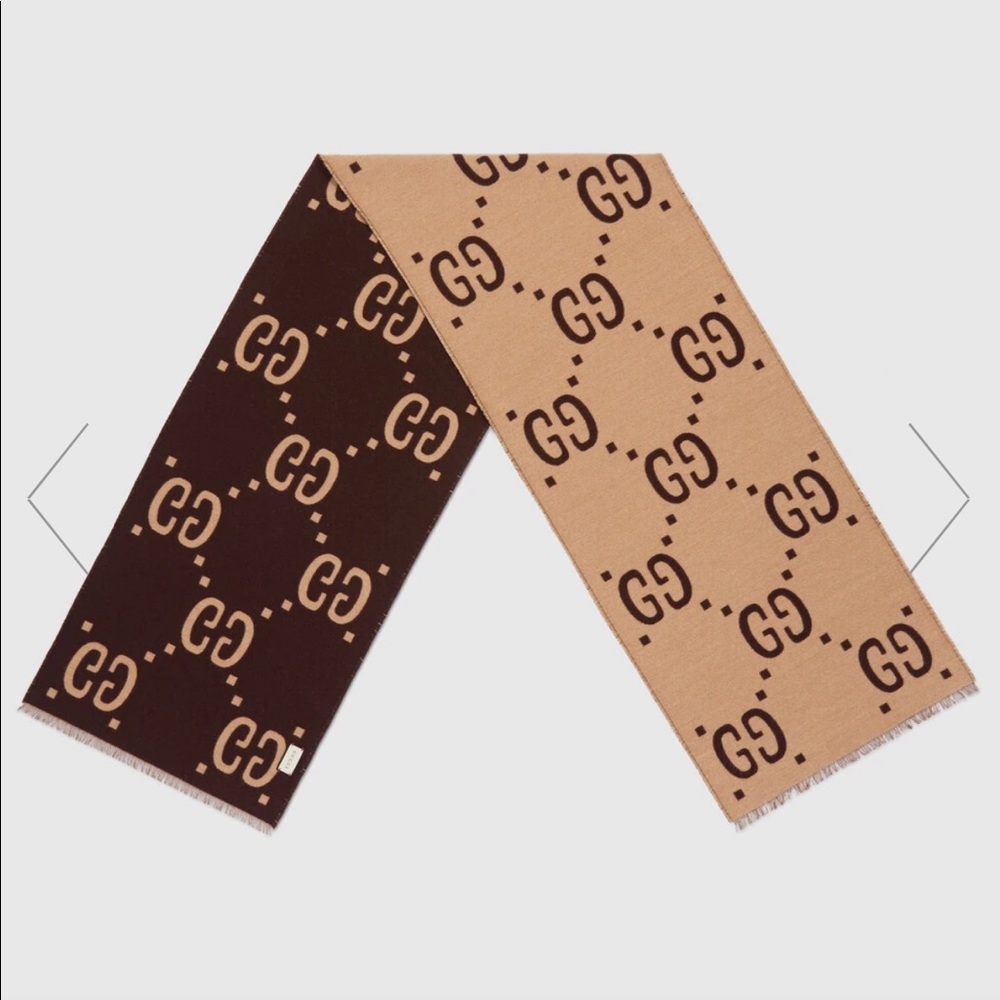 Gucci GG jacquard wool silk scarf